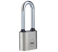 Yale Y112/30/137/1 - cadenas disque en fer corps 30 mm anse longue plaqué nickel 3 clés mécanisme à clé anse trempée sécurité standard conforme EN 12320 extérieur portes et abris portes portails abris