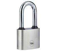Yale Y112/40/138/1 - cadenas disque en fer corps 40 mm anse longue plaqué nickel 3 clés mécanisme nse trempée sécurité standard conforme EN 12320 extérieur portes et abris portes portails abris