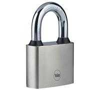 Yale Y112/50/165/1 - cadenas disque en fer corps 50 mm anse longue plaqué nickel 3 clés mécanisme nse trempée sécurité standard conforme EN 12320 extérieur portes et abris portes portails abris