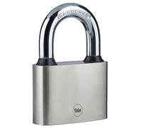 Yale Y112/70/137/1 - cadenas disque en fer corps 70 mm anse longue plaqué nickel 3 clés mécanisme à clé anse trempée sécurité standard conforme EN 12320 extérieur portes et abris portes portails abris
