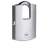 Yale Y114B/70/113/1 - cadenas en laiton corps 50×70 mm anse protégée Ø8 mm finition chromée 3 clés mécanisme ouble verrouillage haute sécurité conforme EN 12320 extérieur portes et abris portes