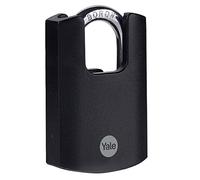 Yale Y121B/40/125/1 - Cadenas de Laiton à Anse Fermée 40 mm, Noir, Résistant aux Intempéries, Sécurité Extérieure pour Portail, Porte, Abri, boîte à outils, 3 Clés antivol