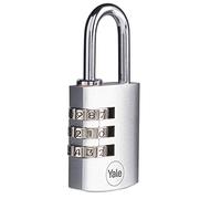 Yale Y150B/40/130/1 - cadenas à combinaison en laiton corps 32×43 mm anse Ø5 mm finition chromée sans clé sécurité standard intérieur code réinitialisable antivol casier vestiaire
