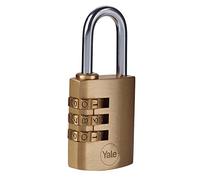 Yale Y150B/40/130/1 - cadenas à combinaison en laiton corps 32×43 mm anse Ø5 mm sans clé sécurité standard intérieur casiers casiers armoires boîtes à outils code réinitialisable antivol casier vestia