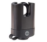 Yale Y221B/52/125/1 - Cadenas acier laminé protection thermoplastique 51 mm, anse protégée acier cémenté, 3 clés - Pour garage, portail, abris de jardin..., L.53mm x H.82mm , Noir
