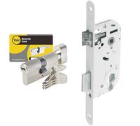 Yale YC1000+ Cylindre de Serrure à Bouton 30x30 mm pour Porte Extérieure/Entrée, 6 Goupilles, 4 Clés & Serrure à encastrer trou de cylindre, axe 40 mm, coffre 135 mm - Y50R-A40/B - Pêne Réversible