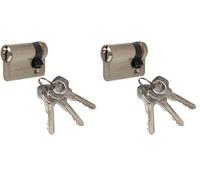 Yale YC500+ Demi-Cylindre de Serrure 30x10 mm, 5 Goupilles - Porte Extérieure, Porte d'Entrée, Porte de Garage - 3 Clés, Nickelé (Lot de 2)