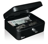 Yale YCB/090/BB2 Caisse à monnaie et billets à clé - Taille Medium - Caisse en acier, 6 Compartiments pour ranger et transporter l'argent, 2 clés incluses, Noir
