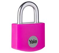 Yale YE3B/25/112/1/P - Cadenas de sécurité standard en aluminium de 25 mm - Rose - Anse ouverte en acier - 3 clés antivol casier vestiaire boîte à outils
