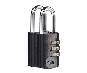 Yale YE3B/32/116/1/BK - cadenas à combinaison en aluminium corps 21×33 mm anse Ø3 mm sans clé sécurité standard intérieur code réinitialisable antivol casier vestiaire