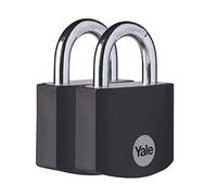 Yale YE3B/32/116/1/BK - cadenas en aluminium corps 42×35 mm anse Ø6 mm 3 clés mécanisme nse trempée double verrouillage sécurité standard conforme EN 12320 intérieur antivol casier vestiaire bo