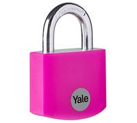 Yale YE3B/32/116/1/P - Cadenas de Sécurité Standard Aluminium 32 mm, Rose, Anse Ouverte en Acier Trempé, 3 Clés, Protection Intérieure pour boîte à outils, Sac à Dos antivol