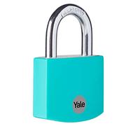 Yale YE3B/38/119/1/TE - Cadenas en Aluminium 38 mm Vert Eau, Anse en Acier, 3 Clés, Sécurité Standard pour Usage Intérieur, boîte à outils, Sac à Dos antivol