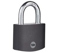 Yale YE3B/50/126/1/BK - Cadenas de sécurité standard en aluminium de 50 mm - Noir - Manille ouverte en acier trempé - 3 clés antivol casier vestiaire boîte à outils