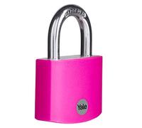 Yale YE3B/50/126/1/P - Cadenas en aluminium 50 mm, rose, double verrouillage, anse ouverte en acier trempé, 3 clés incluses