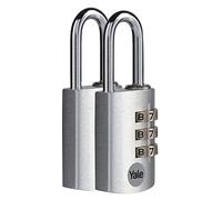 Yale YE3CB/20/121/1/BK - cadenas à combinaison en aluminium corps 29×44 mm anse Ø5 mm sans clé sécurité standard intérieur code réinitialisable antivol casier vestiaire