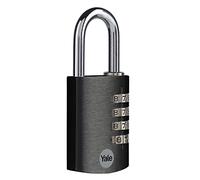 Yale YE3CB/20/121/1/BK - cadenas à combinaison en aluminium corps 38×53 mm anse Ø6 mm sans nse trempée sécurité standard intérieur code réinitialisable antivol casier vestiaire