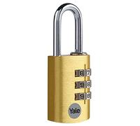 Yale YE3CB/28/126/1/GO - Cadenas aluminium à combinaison 28 mm, anse acier, laiton, code à 3 chiffres - Pour casier, boîte à outils, sac., 28mm