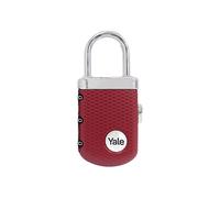 Yale YP3/31/123/1B - Cadenas à Code avec Combinaison Programmable 3 Chiffres, 31 mm, Rainuré Rouge - Pour Valise de Voyage et Bagages antivol