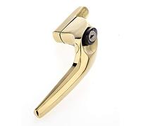 Yale YWHLCK40R-PG Poignée de fenêtre décalée, Convient aux fenêtres droitières, axe de 40 mm, verrouillable, emballé, Convient pour fenêtres en PVC, Finition Or Poli