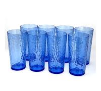 Yalin Lot de 8 verres à boire en plastique acrylique de 700 ml, gobelets en plastique réutilisables, empilable, sans BPA, incassable, passe au lave-vaisselle, couleur Bleu