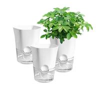 YALiya 3 Pièces Plastique Auto-Arrosant, 11cm Pots de Fleurs Transparents, avec Le Niveau d'eau clairement Visible, pour Plantes D'intérieur, Balcon, Jardin
