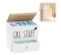 Yallmie Boîte de Serviette Hygiénique de Toilette avec 2 Compartiments, Boîte de Rangement Serviette Hygiénique, Organisateur de Produits Féminins pour Tampons Serviettes Hygiéniques Coton (Blanc-2)