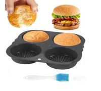 Yallmie Moule à Pain Hamburger, Moule pour Burger Bun Silicone avec Brosse, Plaque Buns Burgers Résistant à La Chaleur Pliable Moule Silicone Burger Pour Muffins, Gâteau, Tartes