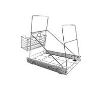 Yallmie Poubelle coulissante sous armoire, poubelle coulissante avec panier de rangement sous l'évier, étagère coulissante réglable en acier inoxydable pour cuisine, armoire, évier