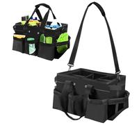 Yallmie Sac de Nettoyage Portable, Grand Panier de Nettoyage avec Poignée, Étanche Tissu Oxford Organiseur d'outils de Nettoyage pour Outils de Ménage, Travail et Voiture (Noir)