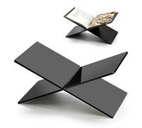 Yallmie Support de Livre en Acrylique, 12.2 x 5.9 x 5.3in Support Livre Ouvert Porte Revues Transparent en Forme de X Presentoir Livres de Table Basse Adapté pour Coran Magazine Livres de Cuisine，Noir
