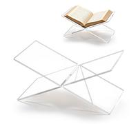 Yallmie Support de Livre en Acrylique, 12.2 x 5.9 x 5.3in Support Livre Ouvert Porte Revues Transparent en Forme de X Presentoir Livres de Table Basse Adapté pour Coran Magazine Livres de Cuisine