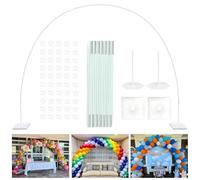 YALLOVE 6.4m Balloon Arch Stand Kit avec Un Cadeau de 3 décorations en métal Miroir (Amour, étoile, Coeur), Combinaison Libre en Largeur et Hauteur (par Exemple 3m x 2.2m)