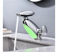 Yalsfowe Robinet Salle Bain avec Douchette Extractible à 4 Modes, LED Robinet de lavabo Cascade, Rotatif à 360° Mitigeur de Lavabo, Moderne G 3/8, Chrome