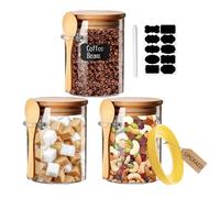 Yalucky Bocaux en Verre Bocal en Verre avec Couvercle Hermétique et Cuillère,Pot en Verre,Overnight Oats Jar,Bocaux Rangement Cuisine Décoratifs Pour Café/Thé/Sucre/Épices,Conteneurs de Sel de Bai