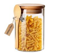 Yalucky Bocaux en Verre Bocal en Verre avec Couvercle Hermétique et Cuillère,Pot en Verre,Overnight Oats Jar,Bocaux Rangement Cuisine Décoratifs Pour Café/Thé/Sucre/Épices,Conteneurs de Sel de Bai
