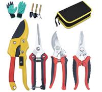 YALYAYA Pruning Shears Lot de 4 sécateurs de jardin avec sac de rangement Convient pour taille-haie de jardin avec lame en acier inoxydable pour plantes, fleurs, bonsa, fruits
