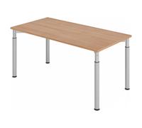 YAMA 16 S | Bureau 160 x 80 réglable en hauteur Noyer/Argent