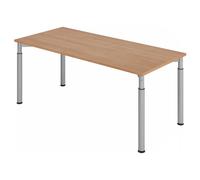YAMA 19 S | Bureau 180 x 80 réglable en hauteur Noyer/Argent