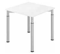 YAMA 8 S | Bureau - 80 x 80 réglable en hauteur Blanc/Argent