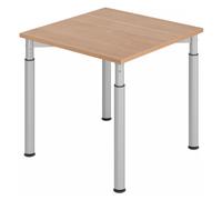 YAMA 8 S | Bureau 80 x 80 réglable en hauteur Noyer/Argent