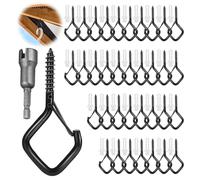 YAMAIDUO 35 Pièces Crochet a Visser, Piton à Visser avec Boucle de Sécurité | Inox Crochet Plafond Bois, Crochets Mural a Vis pour Suspendre Tasses Paniers Carillons éoliens Nichoirs Luminaires