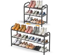 YAMAIDUO Étagère à Chaussures 3 Niveaux, Extensible Porte Chaussures en Métal Réglable de 43 à 78 cm, Rangement Chaussure pour 6-12 Paires de Shoes, Shoe Rack pour Entrée Placard Garage Couloir