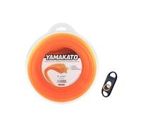 YAMAKATO Fil pentagonal orange de 2,4 mm (60 m avec coupe-fil) | Le fil de débroussailleuse en nylon robuste de 2,4 mm x 60 m en forme d'étoile offre une compatibilité universelle et