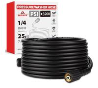 YAMATIC Tuyau de nettoyeur haute pression 7,6 m x 0,6 cm, 3200 psi, résistant aux torsions, qualité OEM, mise à niveau de qualité OEM, raccords en laiton M22-14 mm pour Ryobi, Troy Bilt, Greenworks