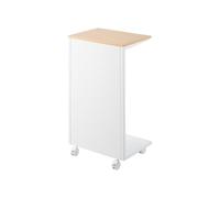 YAMAZAKI 1415 Tower Table d'appoint Semi-fermée avec roulettes et Plateau en Bois, Blanc, Acier/Bois/Nylon, Minimaliste, 22 x 31 x 55 cm (L x L x H)