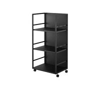 YAMAZAKI 1420 Tower Chariot de Rangement Semi-fermé à 3 Niveaux, Noir, Acier/Nylon, Minimaliste, 32,1 x 42 x 84,5 cm (L x L x H)
