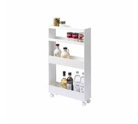 YAMAZAKI 1806 Tower Slim 4Tiered Storage Cart, White, Steel/Nylon, 13 x 48 x 80.5 cm