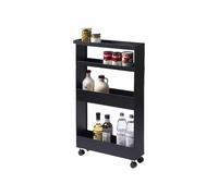 YAMAZAKI 1807 Tower Slim 4Tiered Storage Cart, Black, Steel/Nylon, 13 x 48 x 80.5 cm