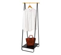 YAMAZAKI 2298 TOWER Coat Rack, black, Steel/Wood, 52 x 47 x 140 cm